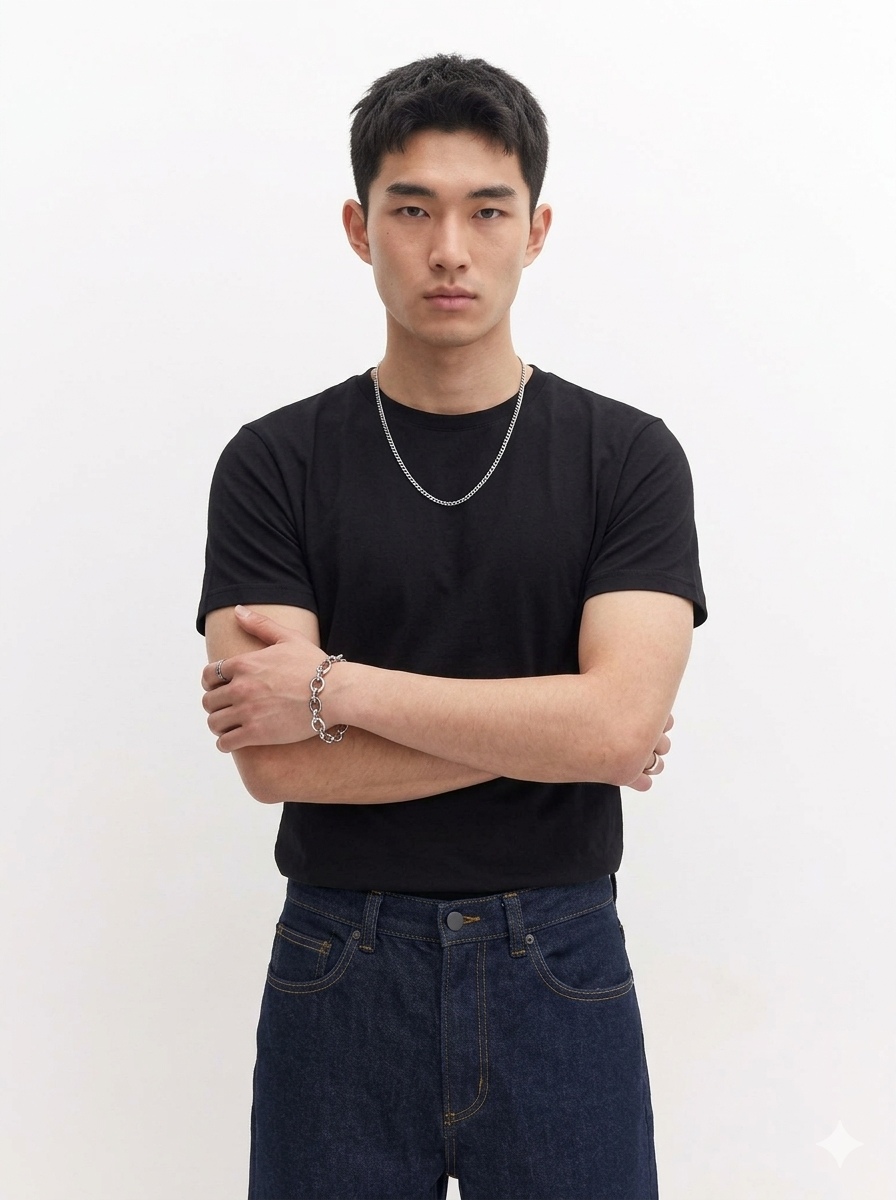 Black Basic Slim Top Men