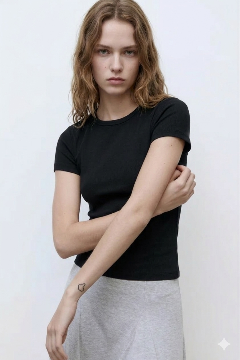 Black Basic Top short sleeve