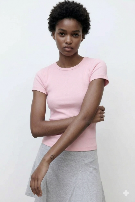 Powder Pink Basic Top short sleeve