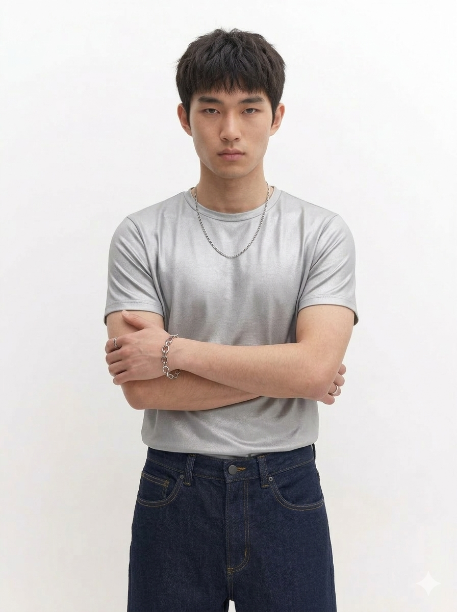 Silver Basic Slim Top Men