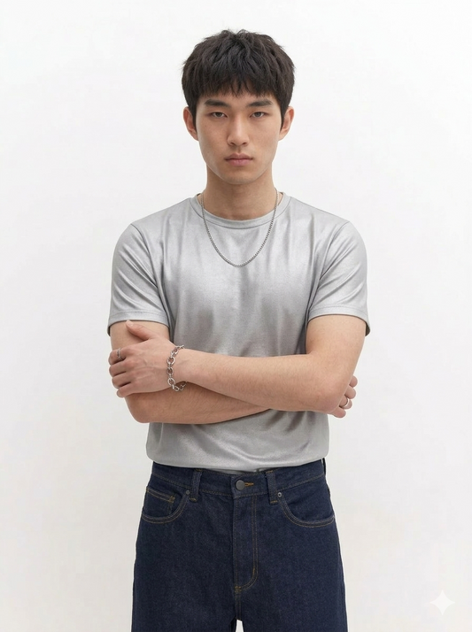 Silver Basic Slim Top Men